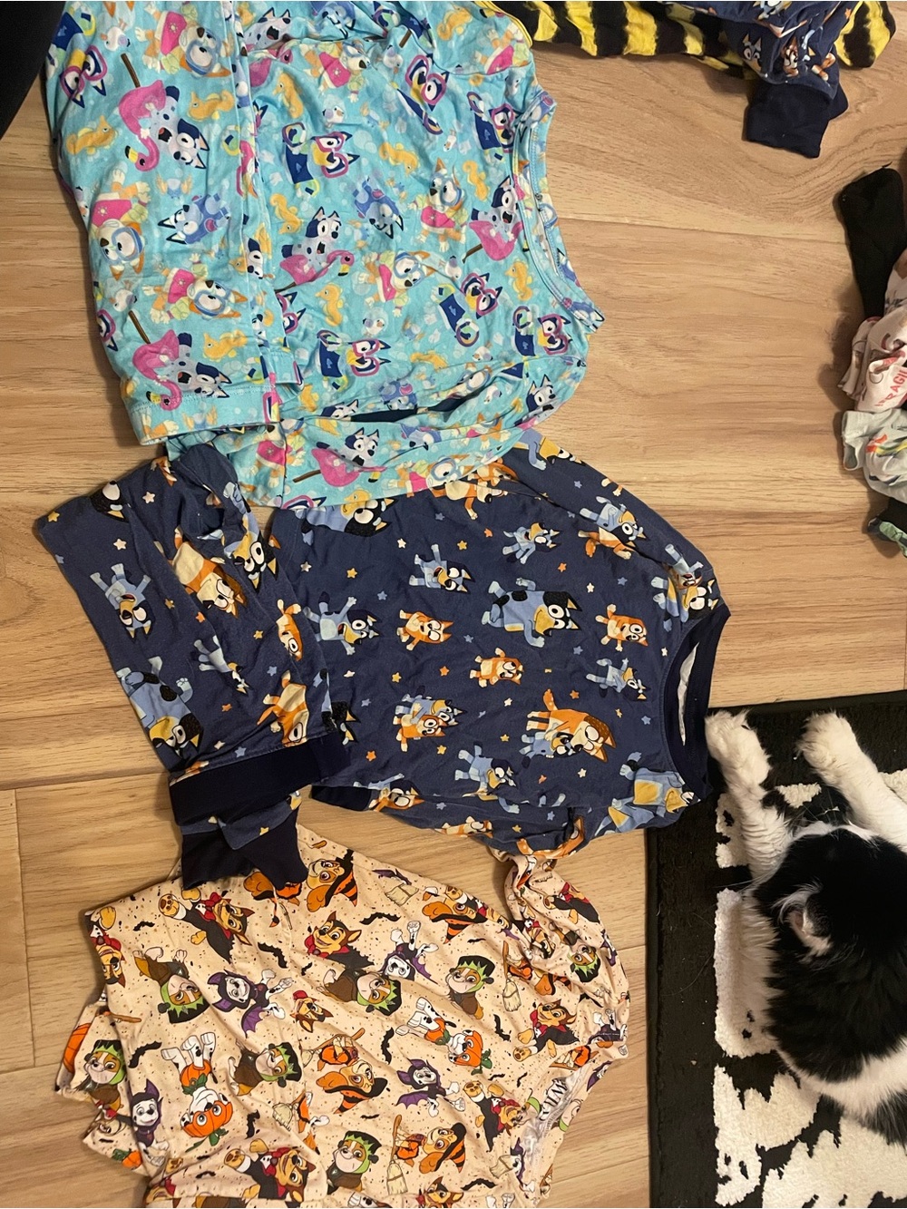 Little Sleepies Blue & Light Blue Character Pajama Tops - 3 Pack